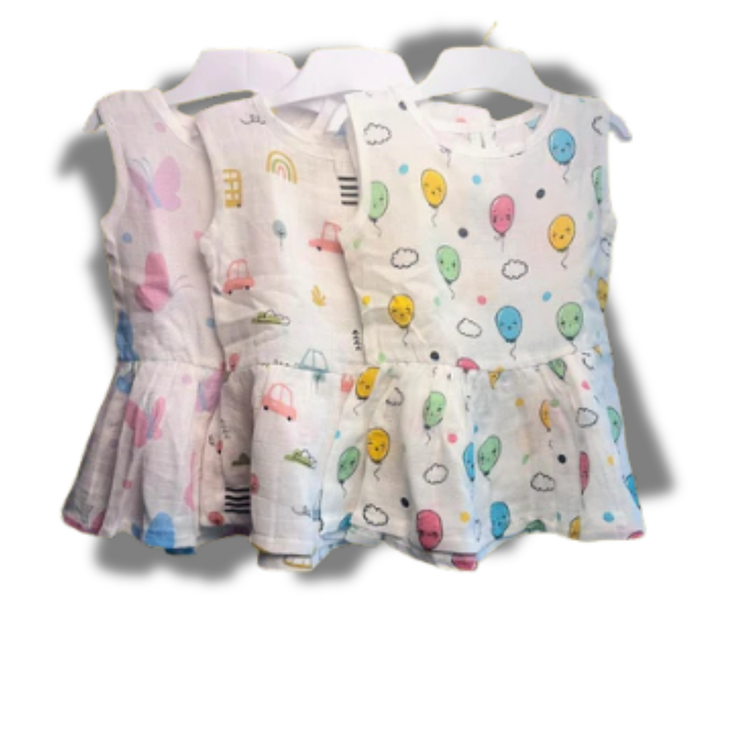 Baby Girl Organic Cotton Sleeveless Frock-Size6M-12M-Combo Pack of 3-Assorted Prints 2
