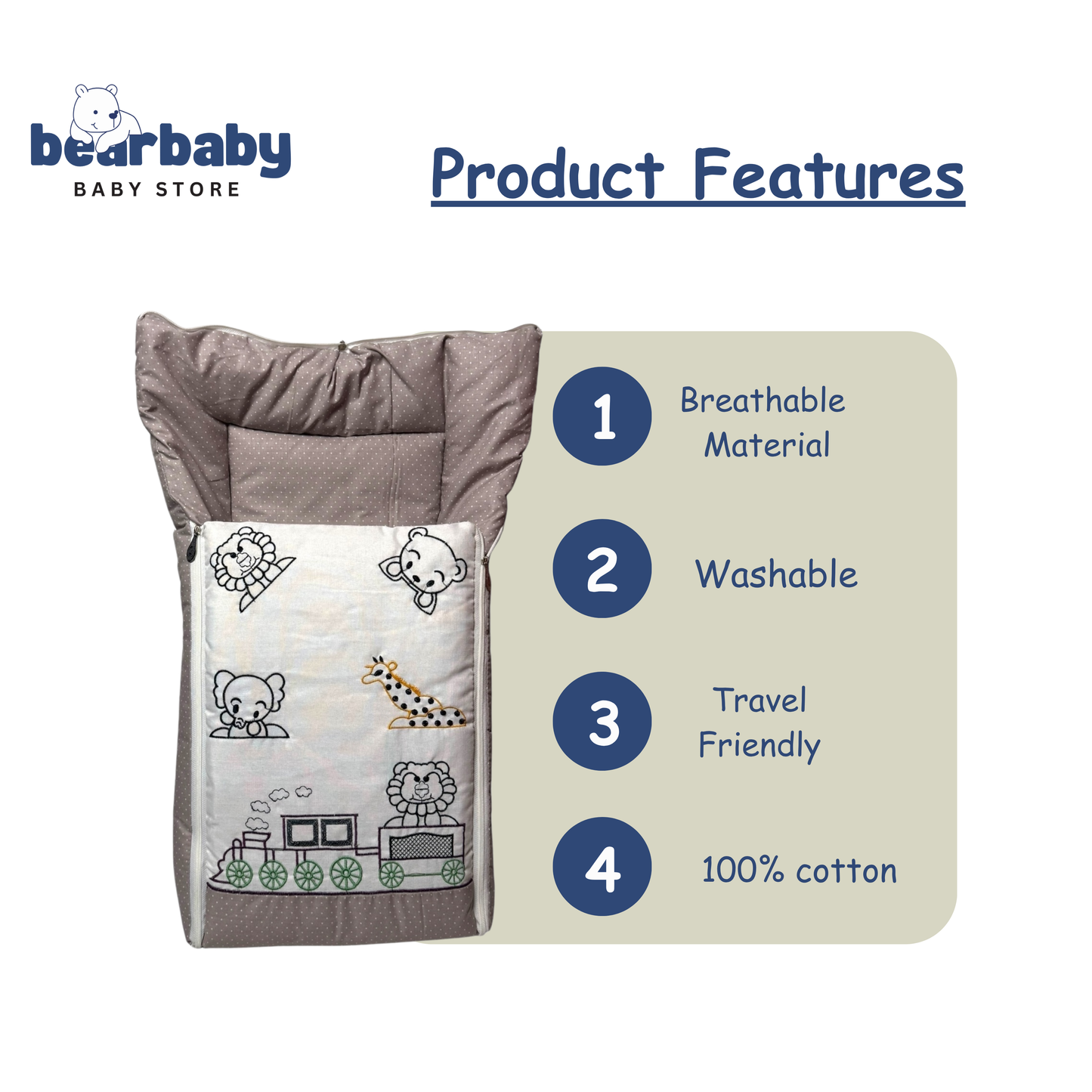 Embroidery Premium Baby Sleeping Bag/ Carry Nest/Mattress