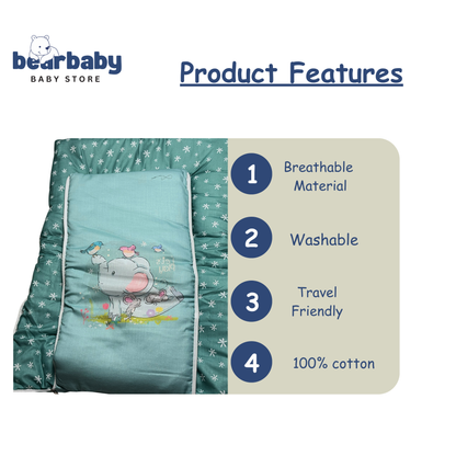 3in 1 Baby Bed Sleeping Bag & Carry Nest Infant Portable Bassinet for Baby Carrying-Elephant Print