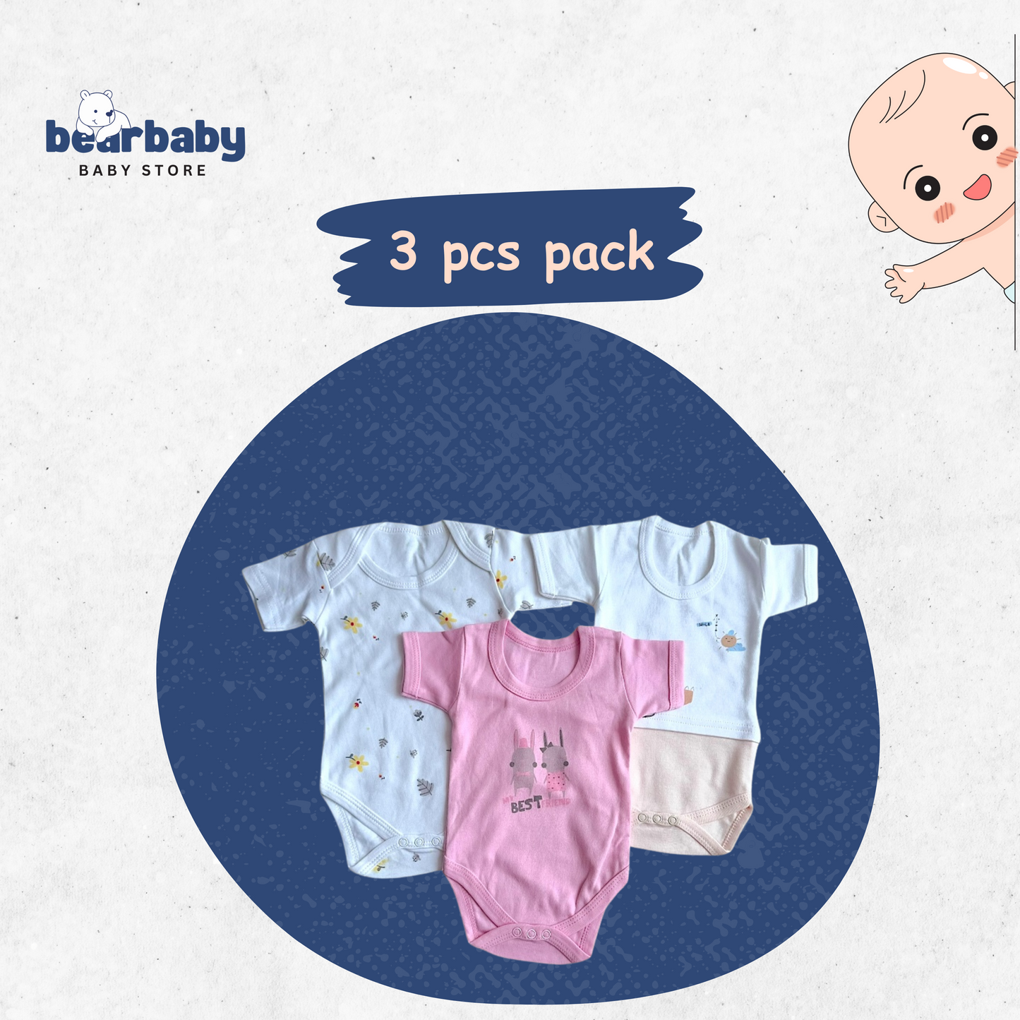 Baby Cotton Roamper Half Sleev/UniSex -Size 3M to 6M-Combo Pack Of 3-Multi Print