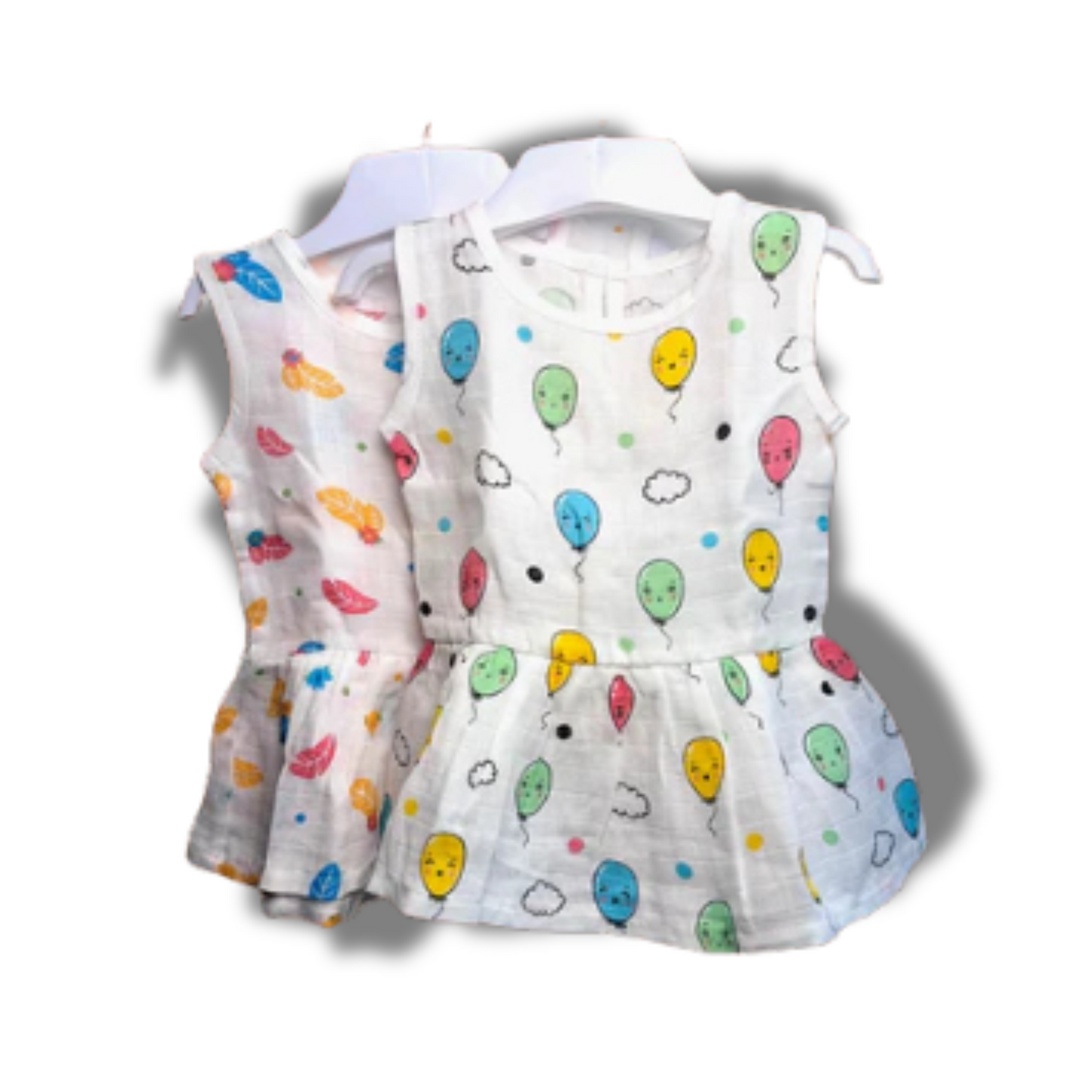 Baby Girl Organic Cotton Sleeveless Frock-Size(3M-6M)-Pack of 2-Assorted Prints 3