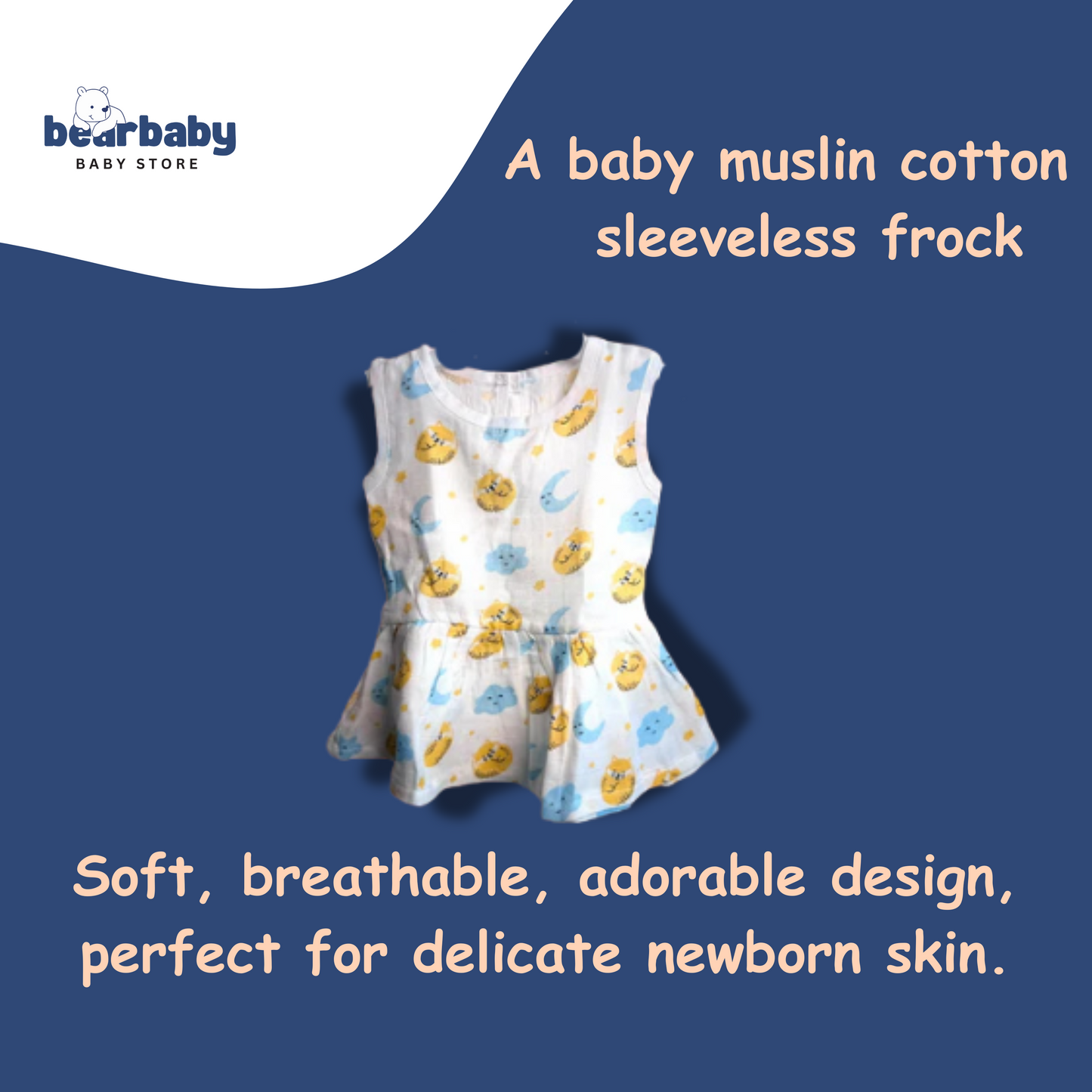 Baby Girl Organic Cotton Sleeveless Frock-Size(3M-6M)-Pack of 3-Assorted Prints 3