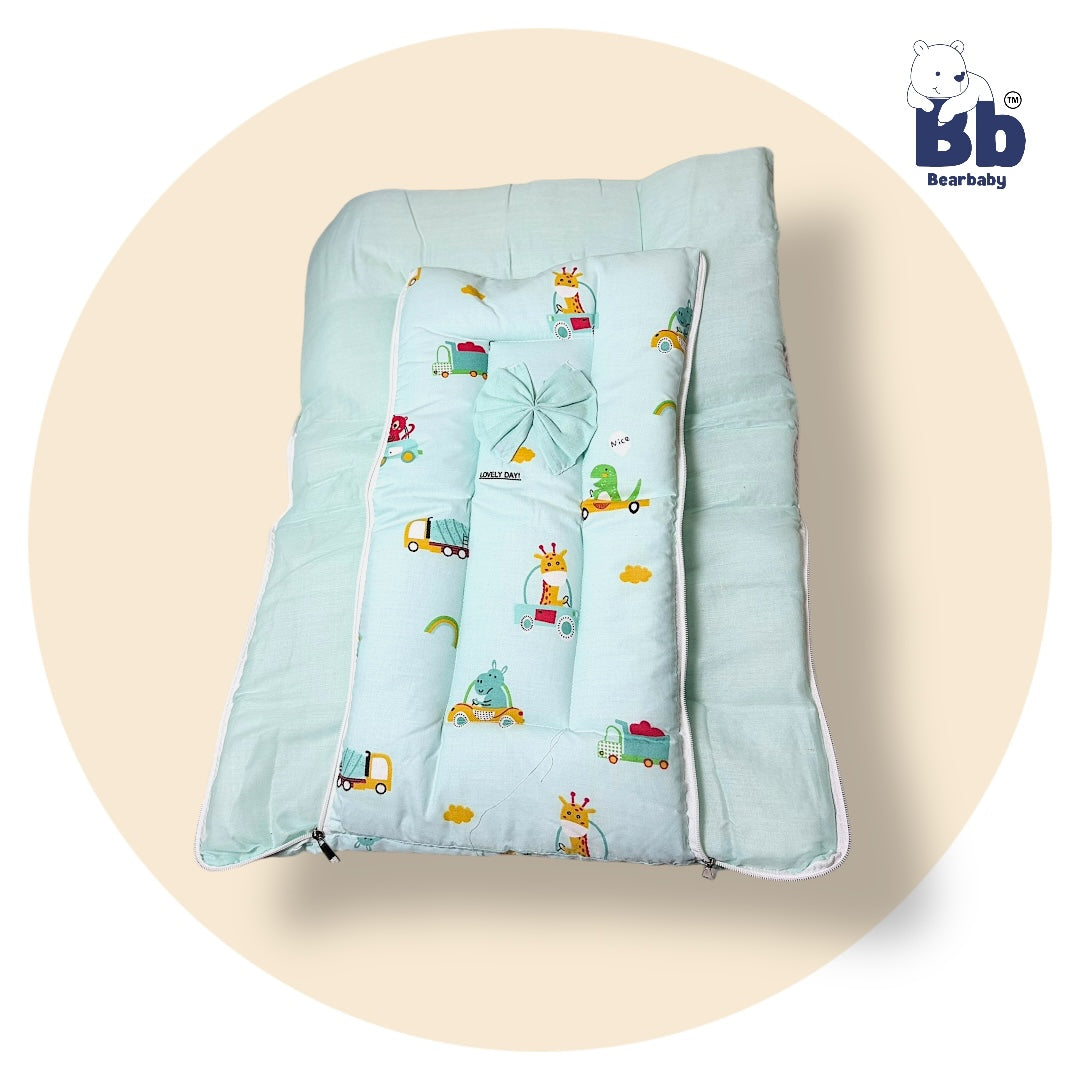 3 in 1 Baby Bed Sleeping Bag & Carry Nest Infant Portable Bassinet for Baby Carrying-Animal Print