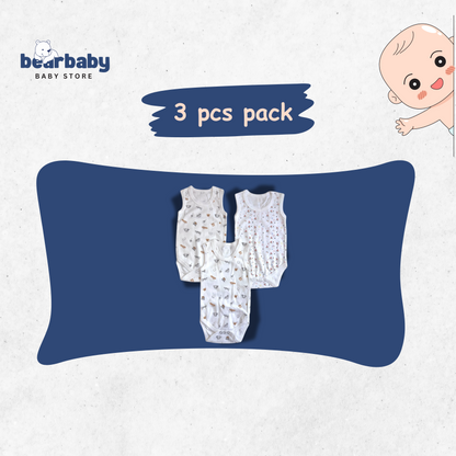Baby Cotton Roamper Sleevless/UniSex -Size 3M to 6M-Combo Pack Of 3-Multi Print1