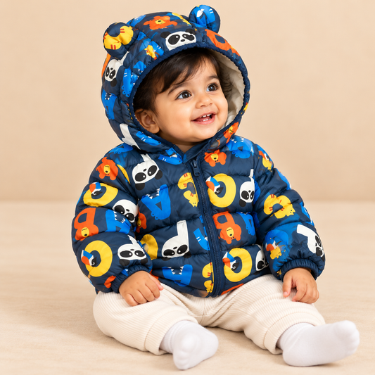 Bearbaby Printed Baby Puffer Jacket | Hooded Winter Jacket for Kids ---20