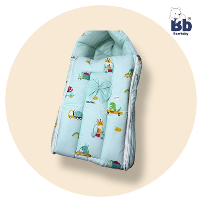 3 in 1 Baby Bed Sleeping Bag & Carry Nest Infant Portable Bassinet for Baby Carrying-Animal Print