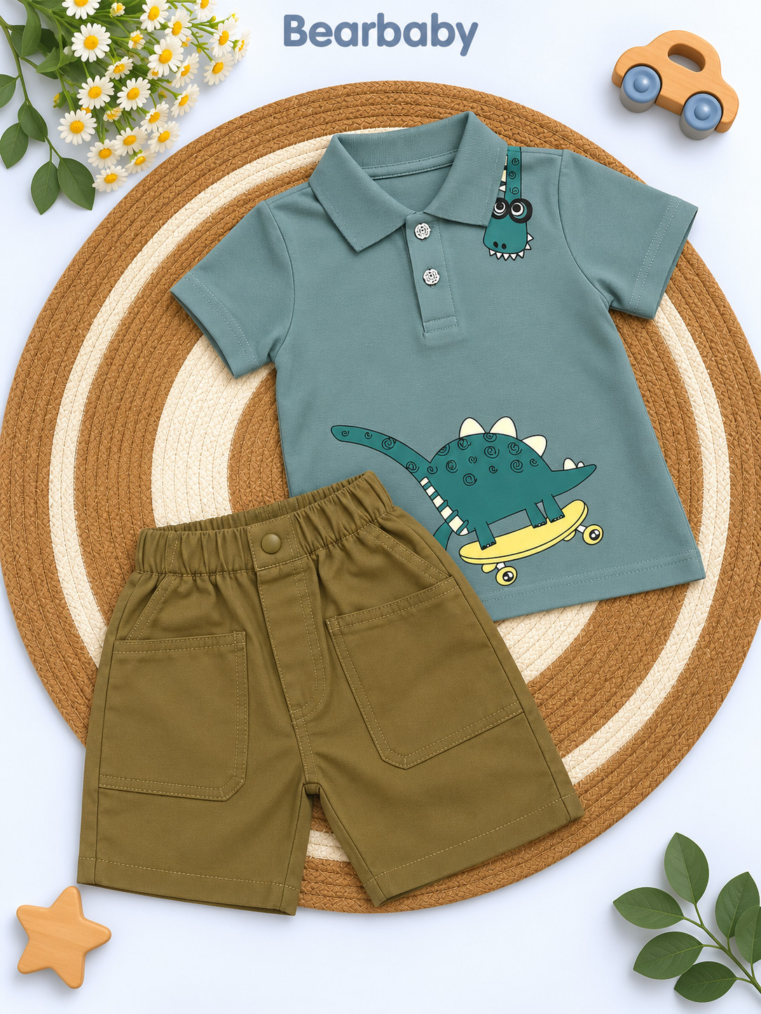 Bearbaby Boys Polo T-Shirt & Shorts Set – Casual Summer Outfit for Toddlers