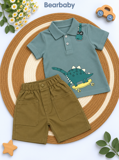 Bearbaby Boys Polo T-Shirt & Shorts Set – Casual Summer Outfit for Toddlers