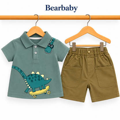 Bearbaby Boys Polo T-Shirt & Shorts Set – Casual Summer Outfit for Toddlers
