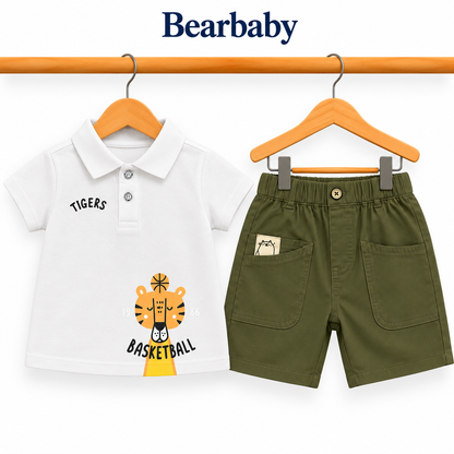Bearbaby Boys Polo T-Shirt & Shorts Set – Casual Summer Outfit for Toddlers