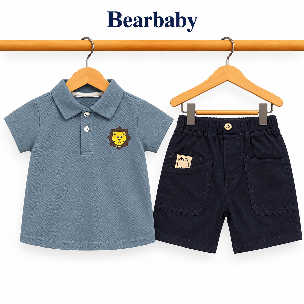 Bearbaby Boys Polo T-Shirt & Shorts Set – Casual Summer Outfit for Toddlers