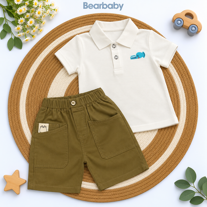 Bearbaby Boys Polo T-Shirt & Shorts Set – Casual Summer Outfit for Toddlers