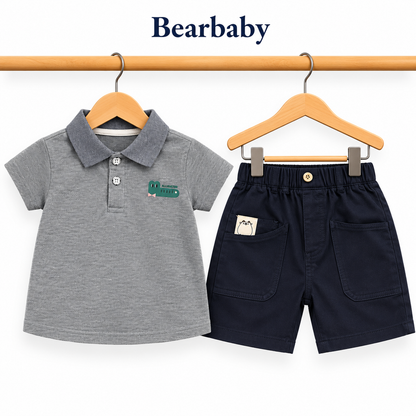 Bearbaby Boys Polo T-Shirt & Shorts Set – Casual Summer Outfit for Toddlers