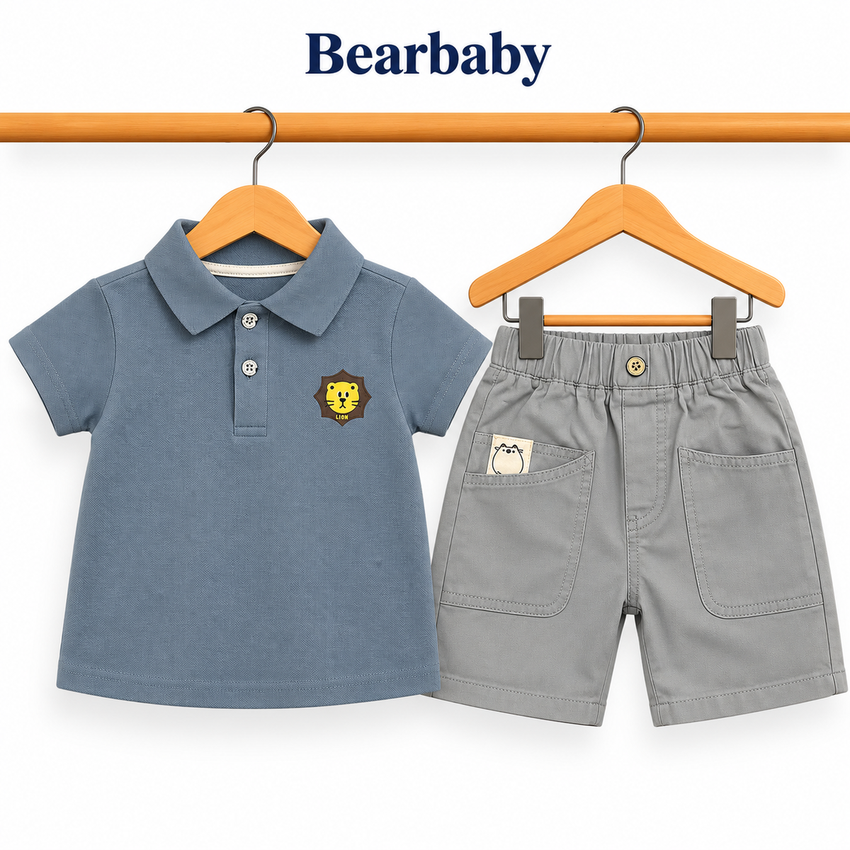 Bearbaby Boys Polo T-Shirt & Shorts Set – Casual Summer Outfit for Toddlers