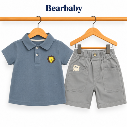 Bearbaby Boys Polo T-Shirt & Shorts Set – Casual Summer Outfit for Toddlers