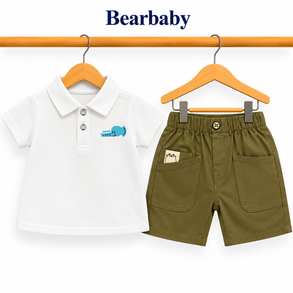 Bearbaby Boys Polo T-Shirt & Shorts Set – Casual Summer Outfit for Toddlers