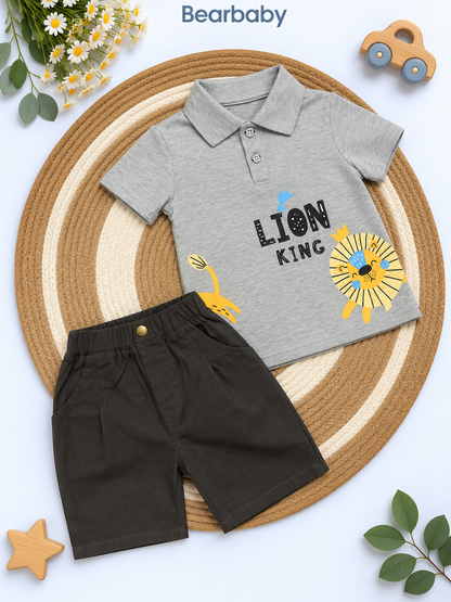 Bearbaby Boys Polo T-Shirt & Shorts Set – Casual Summer Outfit for Toddlers