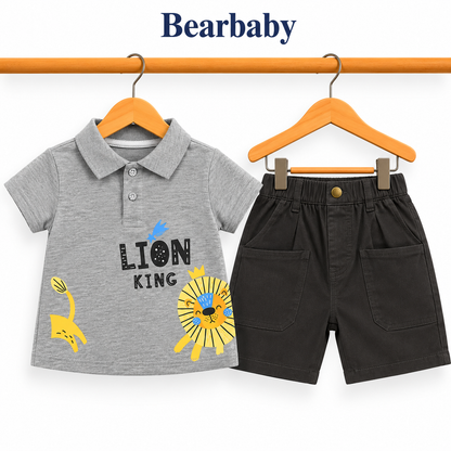 Bearbaby Boys Polo T-Shirt & Shorts Set – Casual Summer Outfit for Toddlers