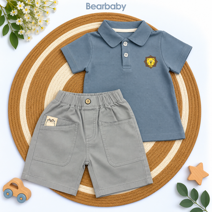Bearbaby Boys Polo T-Shirt & Shorts Set – Casual Summer Outfit for Toddlers