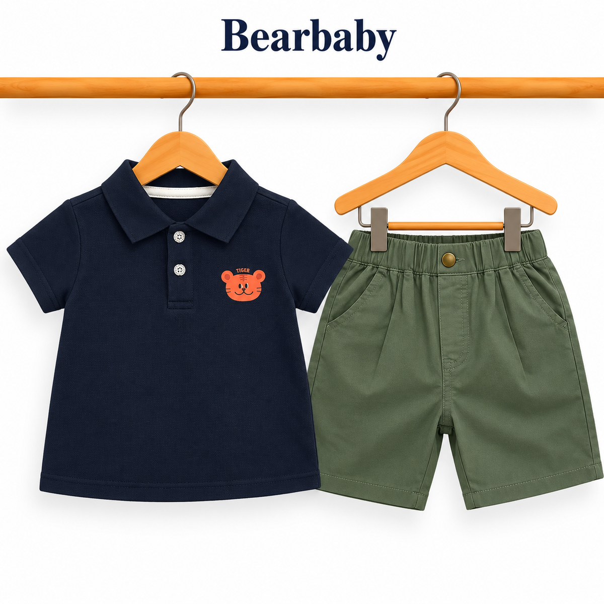 Bearbaby Boys Polo T-Shirt & Shorts Set – Casual Summer Outfit for Toddlers