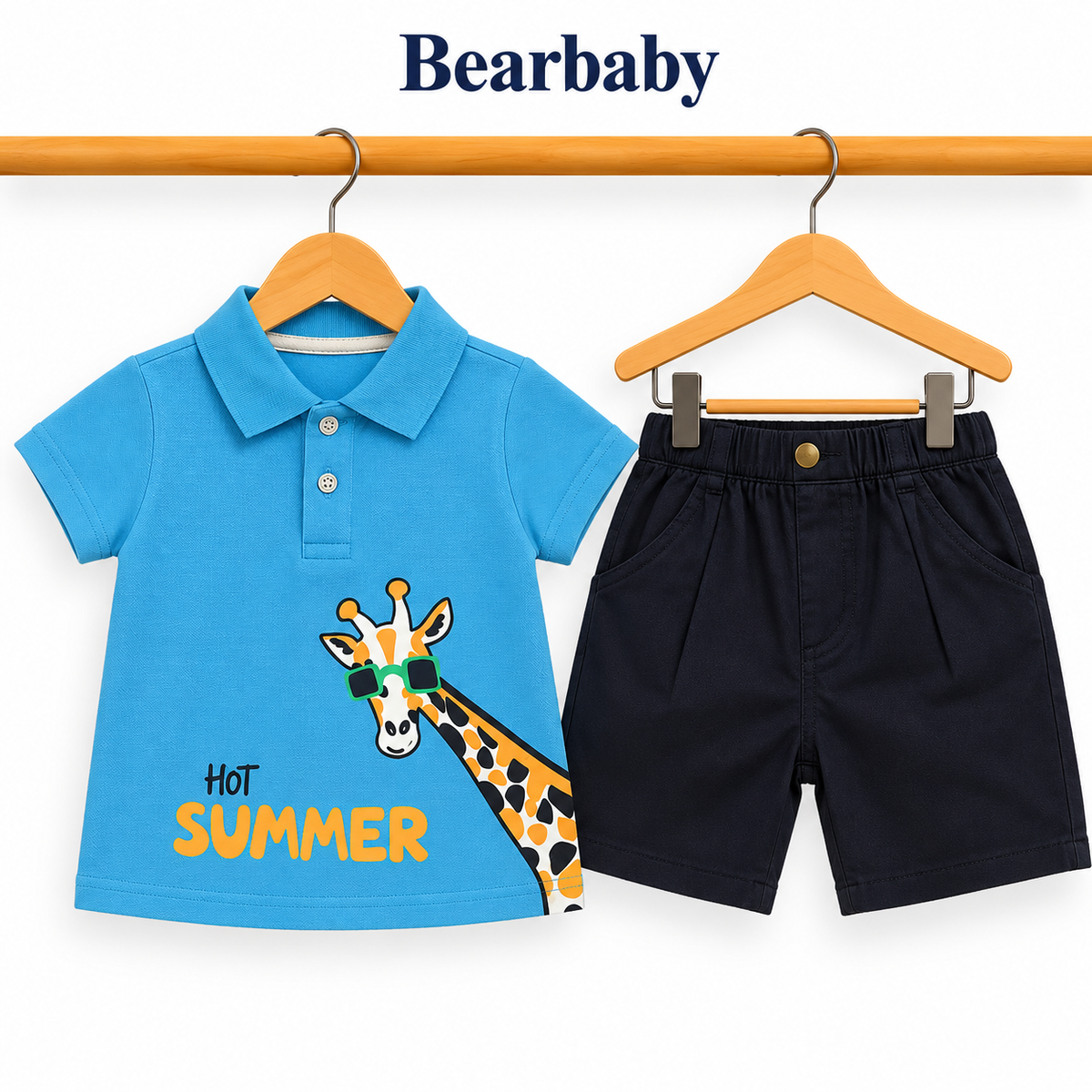 Bearbaby Boys Polo T-Shirt & Shorts Set – Casual Summer Outfit for Toddlers