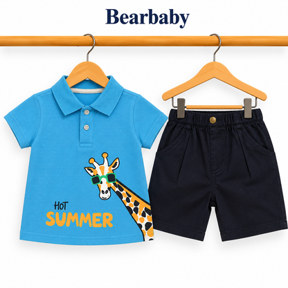Bearbaby Boys Polo T-Shirt & Shorts Set – Casual Summer Outfit for Toddlers