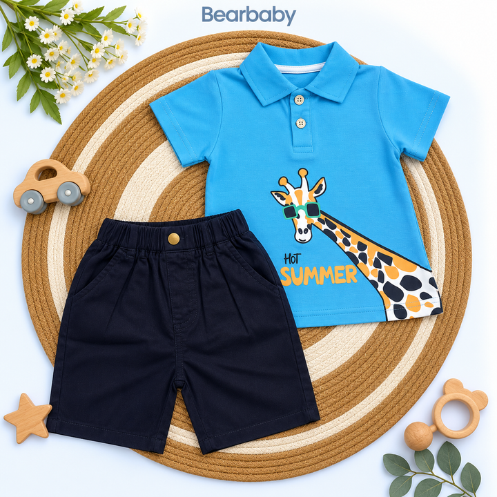 Bearbaby Boys Polo T-Shirt & Shorts Set – Casual Summer Outfit for Toddlers
