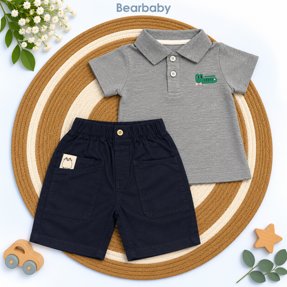 Bearbaby Boys Polo T-Shirt & Shorts Set – Casual Summer Outfit for Toddlers