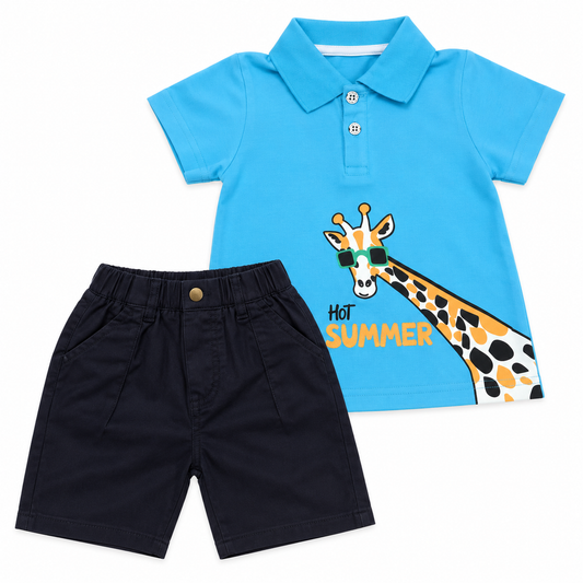 Bearbaby Boys Polo T-Shirt & Shorts Set – Casual Summer Outfit for Toddlers