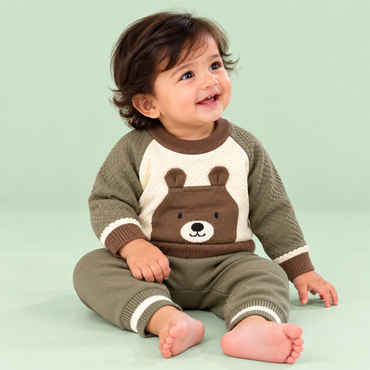 Bearbaby Baby Winter Outfit Set | Teddy Bear Full Sleeve Top & Pants ---7