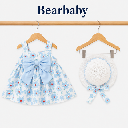 Bearbaby Blue Floral Baby Girls Dress with Hat Set | 6 Months–3 Years  --9