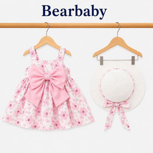 Bearbaby Blue Floral Baby Girls Dress with Hat Set | 6 Months–3 Years  --9