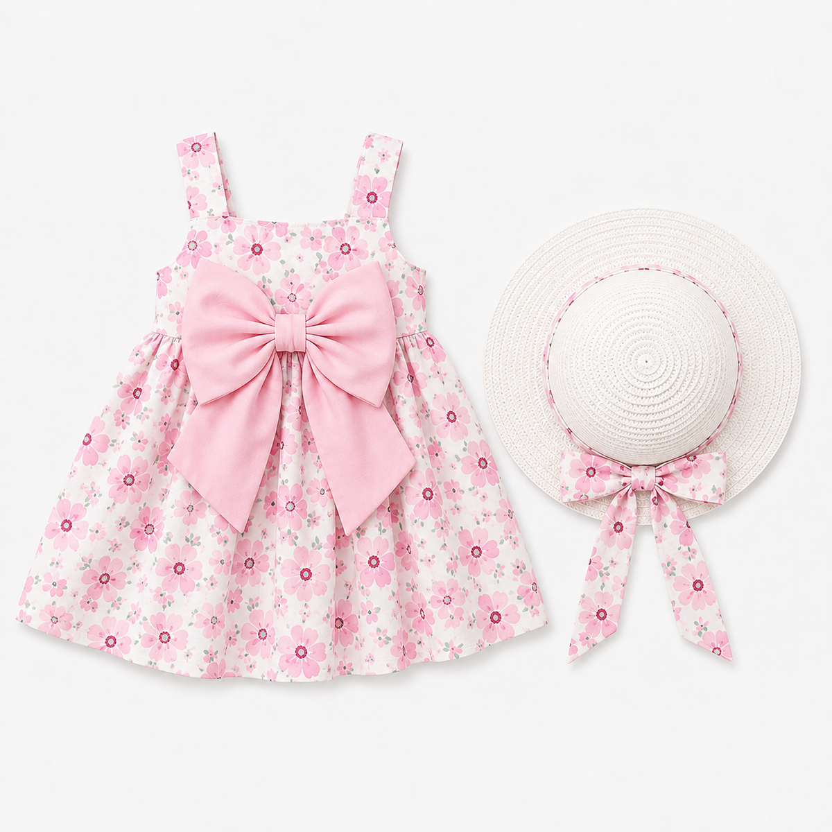 Bearbaby Blue Floral Baby Girls Dress with Hat Set | 6 Months–3 Years  --9