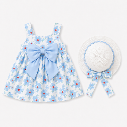 Bearbaby Blue Floral Baby Girls Dress with Hat Set | 6 Months–3 Years  --9