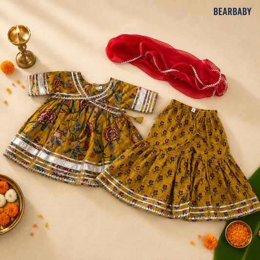 Bearbaby Baby Girls Traditional Dress 0M–3Y | Sindoor Gulnaar Bageecha