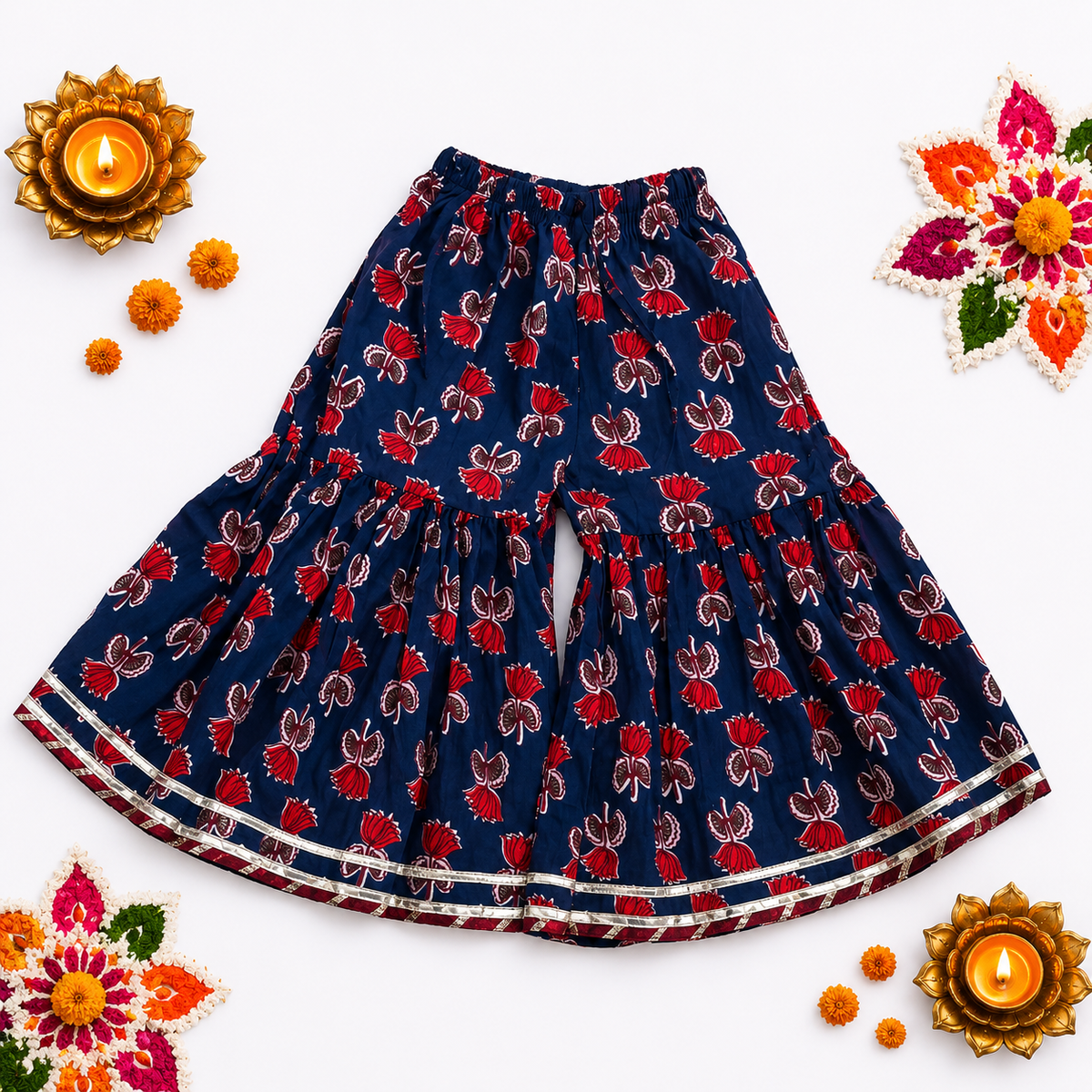 Bearbaby Sibling Ethnic Wear Set 0M–3Y | Rajwadi Neel Pushp Vatika  BUNDLE SET