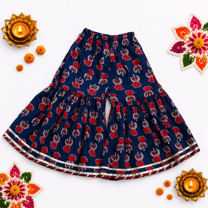 Bearbaby Sibling Ethnic Wear Set 0M–3Y | Rajwadi Neel Pushp Vatika  BUNDLE SET