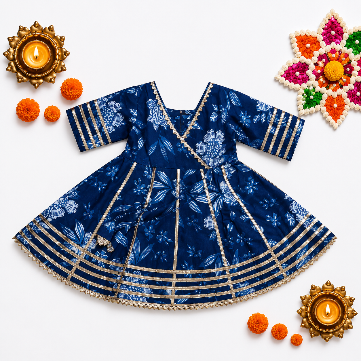 Bearbaby Baby Girls Sharara Set 0M–3Y | Rajwadi Neel Chandrika