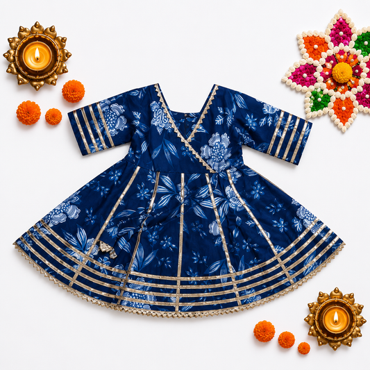 Bearbaby Baby Girls Sharara Set 0M–3Y | Rajwadi Neel Chandrika