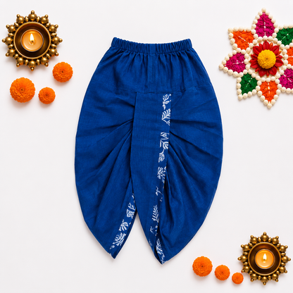 Bearbaby Baby Boys Kurta Dhoti Set 0M–3Y | Rajwadi Neel Pushp Vatika