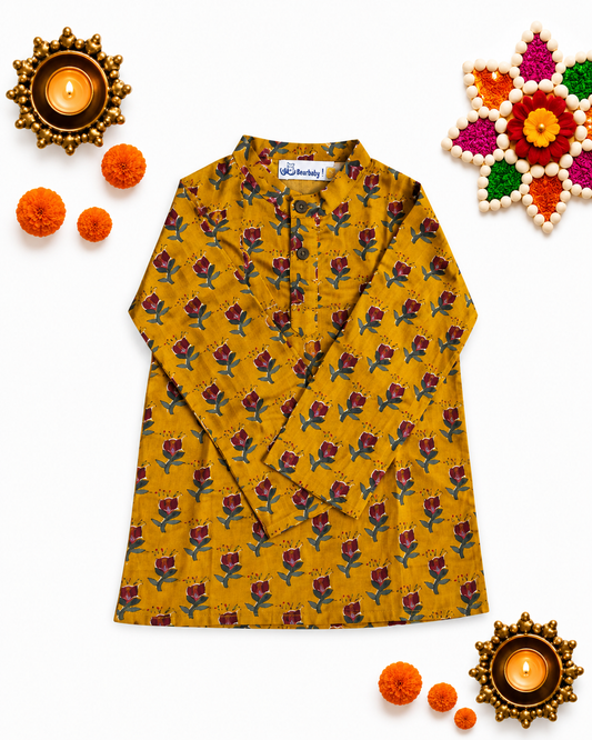 Bearbaby Baby Boys Kurta Pajama Set 0M–3Y | Sindoor Gulnaar Bageecha
