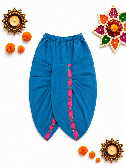 Bearbaby Baby Boys Kurta Dhoti Set 0M–3Y | Gulabi Rani Neel Pushp