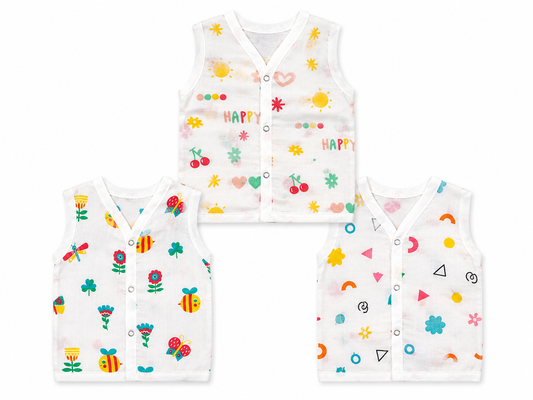 Breathable Baby Jhabla 0-3M Pack 3 | Star Prints