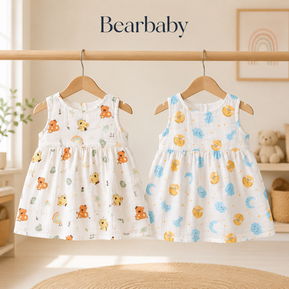 Muslin Baby Frock Combo 2 0M-3M | Assorted Prints 5