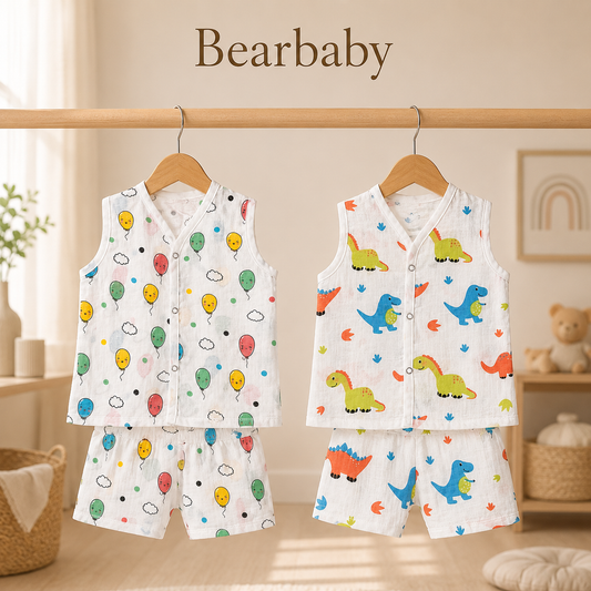 Muslin Baby Cord Set 9M-12M | Combo Prints