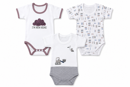 Newborn baby jumpsuit combo pack of 3 for 0M-3M babies with assorted premium prints