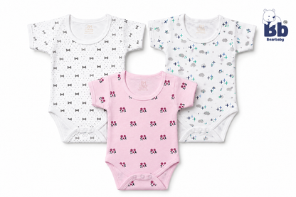 Newborn baby jumpsuit combo pack of 3 for 0M-3M babies with assorted premium prints