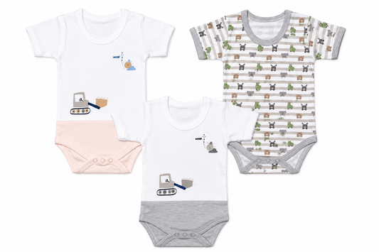 Newborn baby jumpsuit combo pack of 3 for 0M-3M babies with assorted premium prints