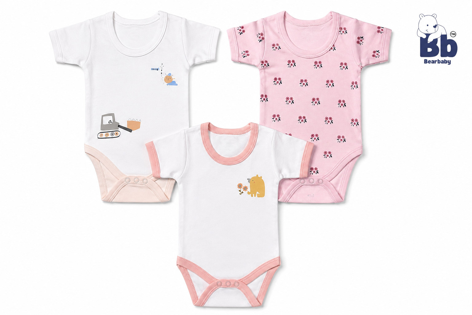 Newborn baby jumpsuit combo pack of 3 for 0M-3M babies with assorted premium prints