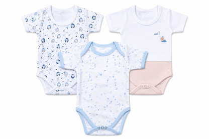 Baby romper combo pack of 3 for 3M-6M babies with assorted premium prints